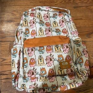 Loungefly Star Wars Ewok & Droid Pattern Backpack - Cream/Pink/Blue/Brown